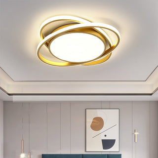 Circular LED ceiling light close-up, Nordic modern design