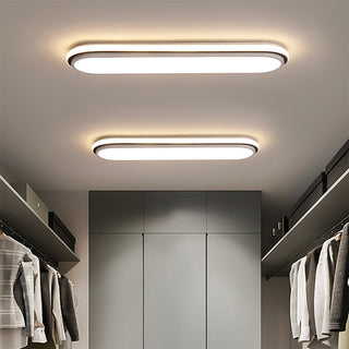 Modern flush mount flat LED lamp close-up detail