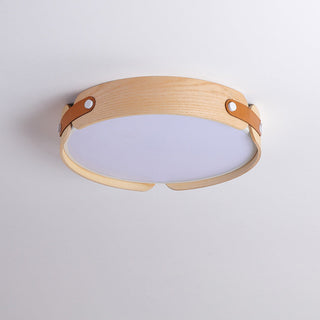 Round wood ceiling lamp, retro 3 color lighting design