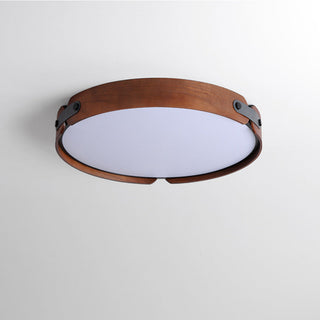 Plafonnier Rétro en Bois - Luminaire Rond en Bois avec 3 Couleurs d'Éclairage