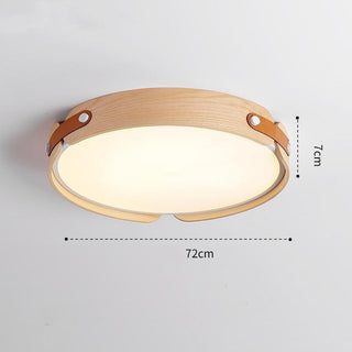 Plafonnier Rétro en Bois - Luminaire Rond en Bois avec 3 Couleurs d'Éclairage