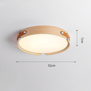 Plafonnier Rétro en Bois - Luminaire Rond en Bois avec 3 Couleurs d'Éclairage