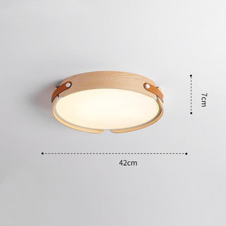 Plafonnier Rétro en Bois - Luminaire Rond en Bois avec 3 Couleurs d'Éclairage