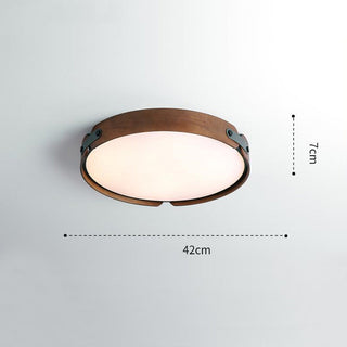 Plafonnier Rétro en Bois - Luminaire Rond en Bois avec 3 Couleurs d'Éclairage