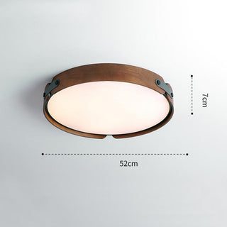 Plafonnier Rétro en Bois - Luminaire Rond en Bois avec 3 Couleurs d'Éclairage