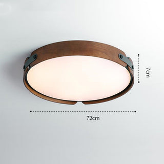 Plafonnier Rétro en Bois - Luminaire Rond en Bois avec 3 Couleurs d'Éclairage