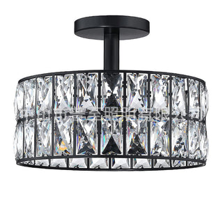 Vintage semi-flush ceiling fixture crystal glass – mid-century