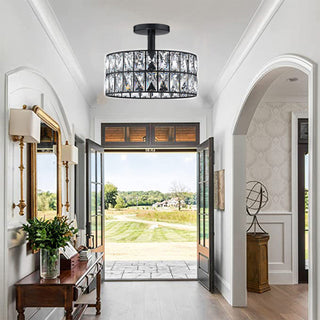 Glass mid-century ceiling light crystal – vintage semi-flush