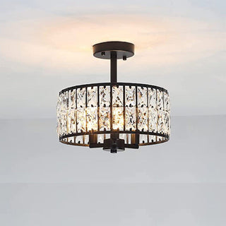 Mid-century vintage ceiling lamp crystal – semi-flush glass