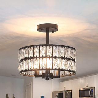 Semi-flush mid-century ceiling lamp crystal glass – vintage