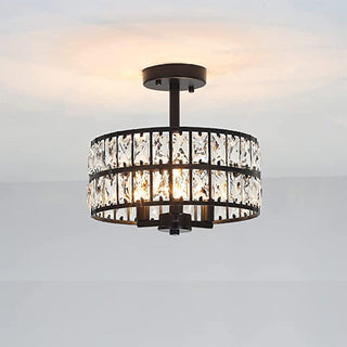 Vintage crystal glass ceiling light semi-flush – mid-century