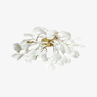 Modern Ceiling Lamp – White Flower Petal Ceramic Light for Living Room Lighting