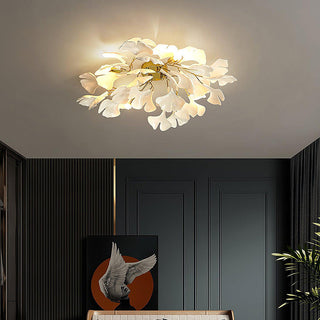 Modern Ceiling Lamp – White Flower Petal Ceramic Light for Living Room Lighting