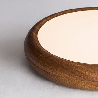 Scandinavian wood LED flush mount – round ceiling lamp close-up