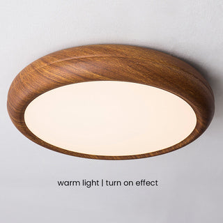 Round wood tone ceiling light – Nordic minimalist LED fixture