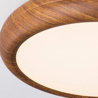 Nordic wood tone LED round ceiling fixture – minimalist design