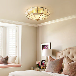 Gold glass drum ceiling light brass – mid-century glow
