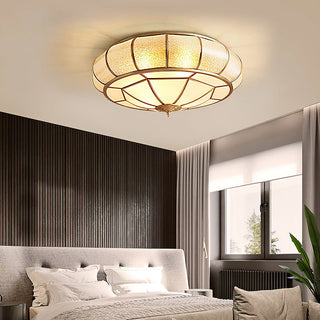Brass glass drum ceiling lamp gold – mid-century fixture