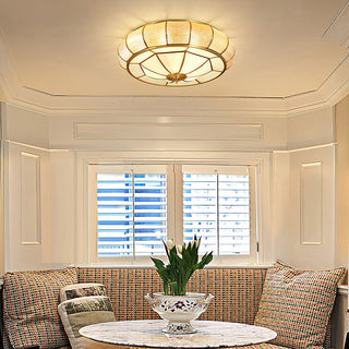 Gold mid-century ceiling light drum – brass glass finish