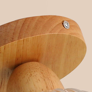 Scandinavian Ceiling Light – Semi Flush Mount Wood And Glass Shade Fixture