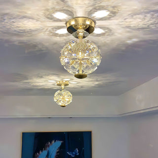 Medieval LED ceiling light – crystal ball semi-flush mount