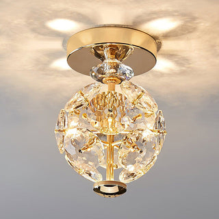 Semi-flush crystal ball ceiling fixture – medieval modern LED
