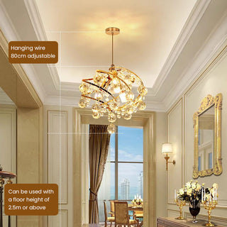 Retro Glass Ceiling Light - Luxury Spiral Crystal Fixture for Dining Room