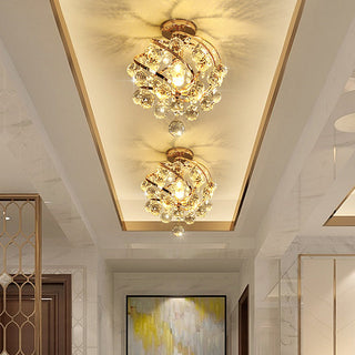 Retro crystal spiral ceiling light – luxury glass dining room