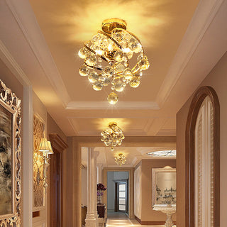 Crystal spiral ceiling fixture – retro luxury glass close-up