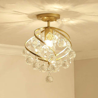 Retro glass ceiling light – luxury spiral crystal dining room