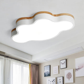 LED cloudscape ceiling lamp illuminated, soft diffused ambient light