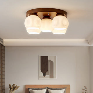 Walnut multi head ceiling light minimalist – white wood