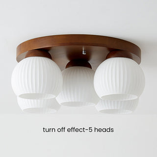 Wood Ceiling Light - Minimalist Multi-Head White Walnut Fixture for Living Room