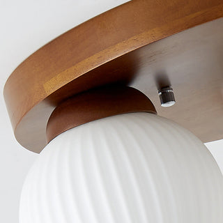 Wood Ceiling Light - Minimalist Multi-Head White Walnut Fixture for Living Room