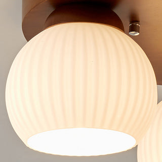Wood Ceiling Light - Minimalist Multi-Head White Walnut Fixture for Living Room