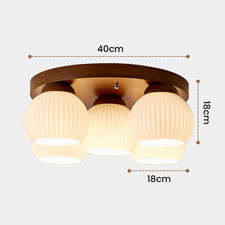 Wood Ceiling Light - Minimalist Multi-Head White Walnut Fixture for Living Room