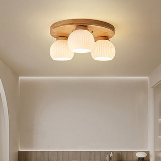 Wood multi head ceiling lamp white walnut – minimalist