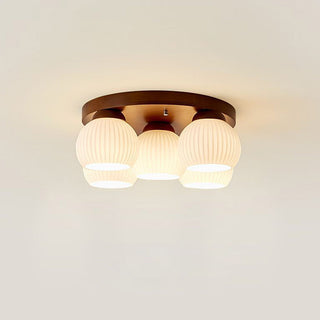 Wood Ceiling Light - Minimalist Multi-Head White Walnut Fixture for Living Room
