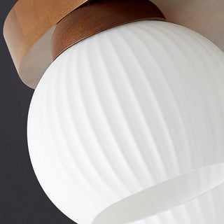 Wood Ceiling Light - Minimalist Multi-Head White Walnut Fixture for Living Room