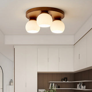 White walnut ceiling fixture multi head – minimalist wood