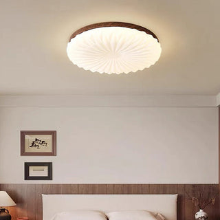 French LED ceiling fixture in dining room, cream modern
