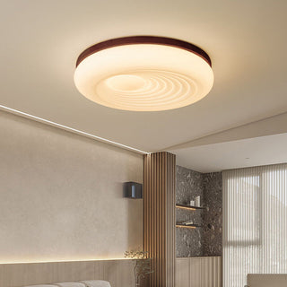 Cream ceiling lamp close-up, French modern LED fixture