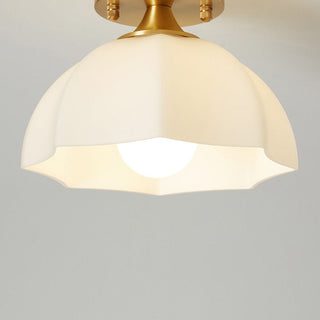 Mini white Nordic ceiling lamp in bedroom, Scandinavian style