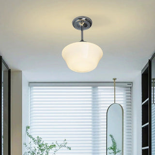 Cream glass semi-flush ceiling lamp – Scandinavian living room