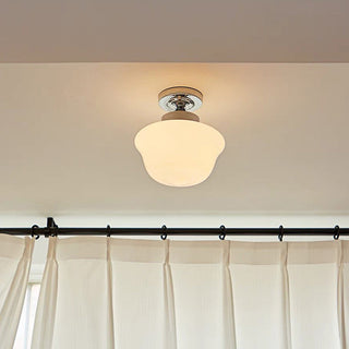 Scandinavian semi-flush ceiling light – cream glass shades
