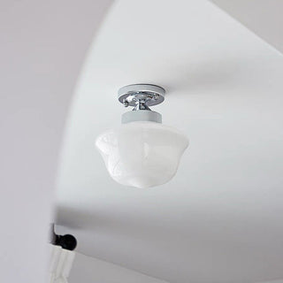 Semi-flush Scandinavian ceiling lamp – cream glass living room