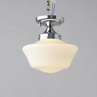 Cream glass Scandinavian ceiling lamp – semi-flush bedroom