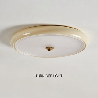 White circular LED ceiling fixture – flush mount installed view