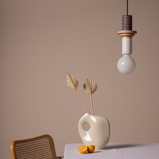 Colored wood pendant light — modern adjustable kitchen island lamp