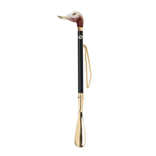 24K gold-plated duck handle brass tongue gift box long handle handmade Italian luxury shoehorn side view
